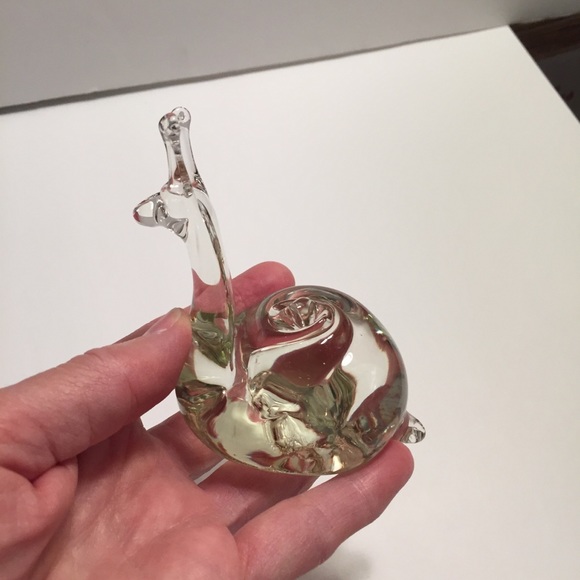 Clear Art Glass Snail Figurine Paperweight - Picture 9 of 16
